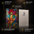 Jeweled Mosaic Bloom — tempered glass, ultra HD print, ready to hang