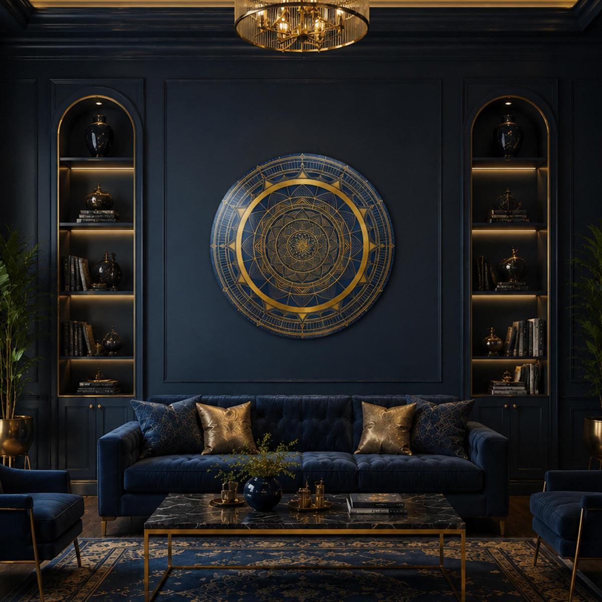 Golden Eclipse in a modern room
