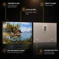 Lakeside Cabin Retreat — tempered glass, ultra HD print, ready to hang