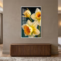 Golden Daffodil Bloom with white frame