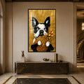 Artronauts Glass Print 12x18 cm | 4.7"x7.1" / Black Golden Pineapple Pup Glass Wall Art