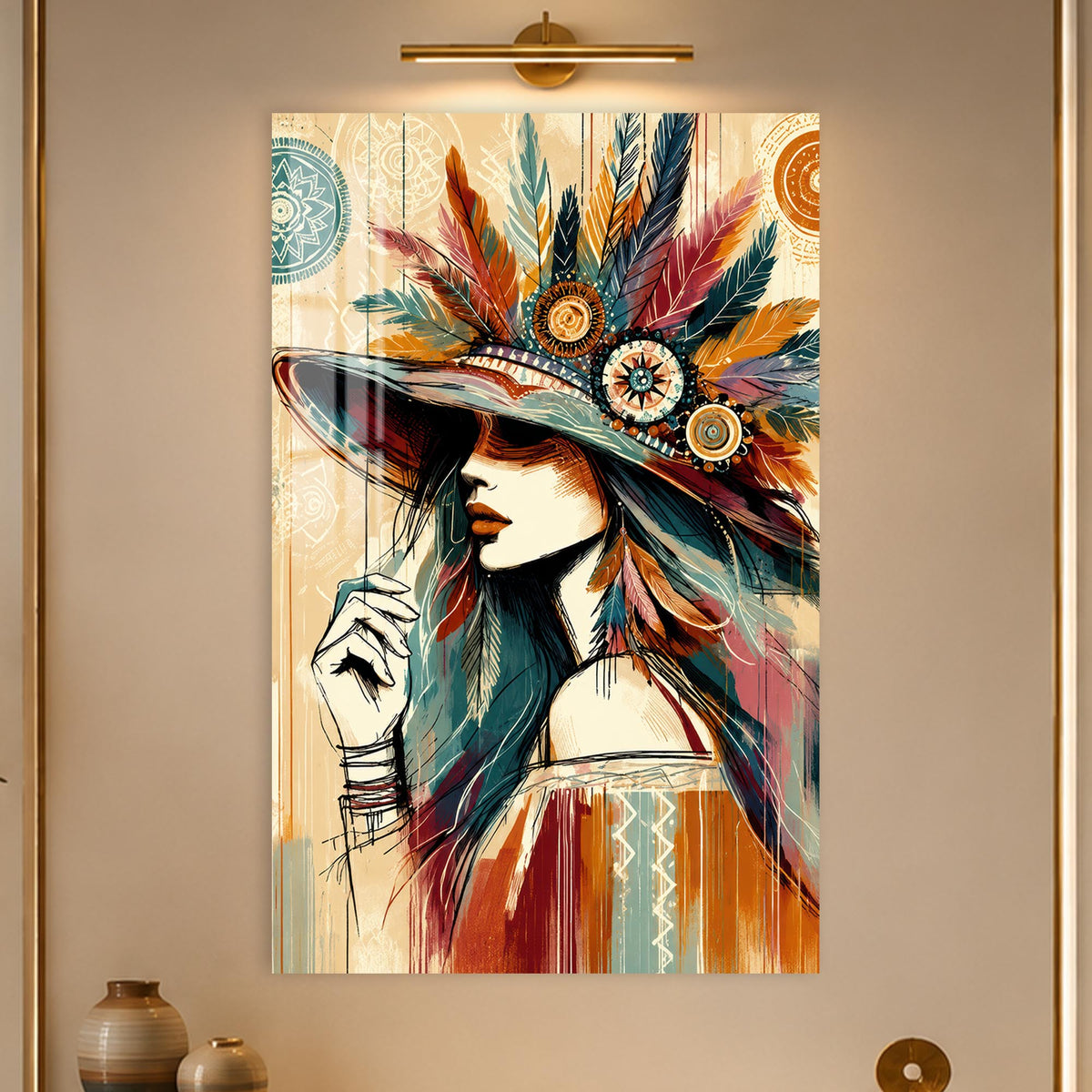 Feathered Bohemian Muse in a modern room