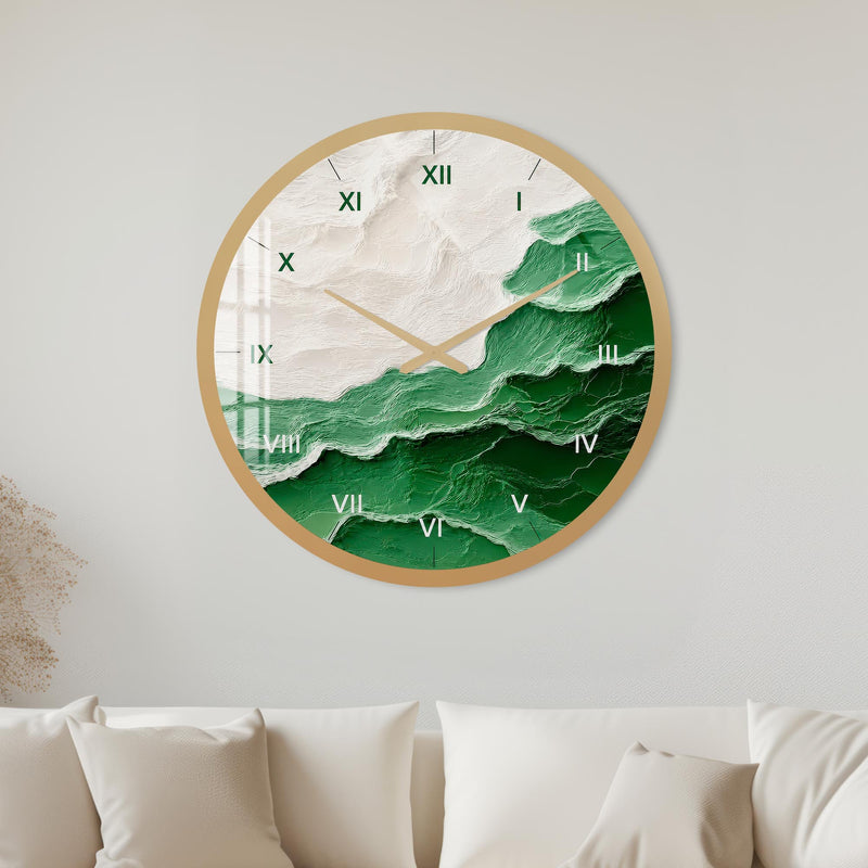 Emerald Marble Waves with gold frame
