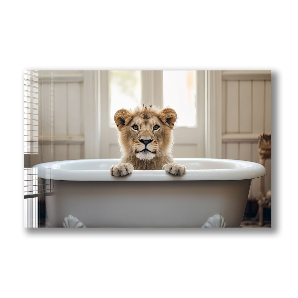Artronauts Glass Print Bathtub Animal Lion II