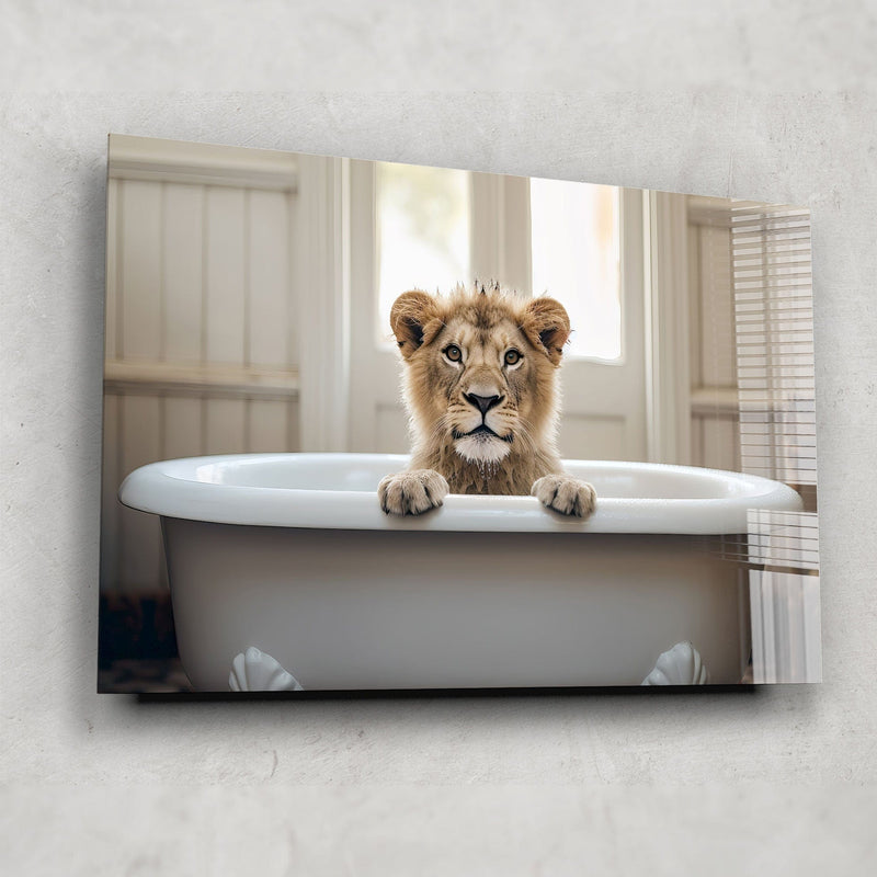 Artronauts Glass Print Bathtub Animal Lion II
