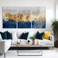 Artronauts Glass Print Golden & Blue Abstract - Trinity