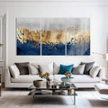 Artronauts Glass Print Golden & Blue Abstract - Trinity