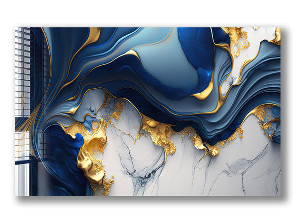 Golden & Blue Abstract
