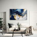 Artronauts Glass Print Golden & Blue Abstract