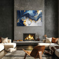 Artronauts Glass Print Golden & Blue Abstract