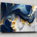 Artronauts Glass Print Golden & Blue Abstract