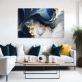 Artronauts Glass Print Golden & Blue Abstract