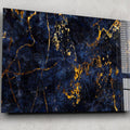 Artronauts Glass Print Golden & Navy Abstract