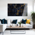 Artronauts Glass Print Golden & Navy Abstract