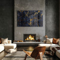 Artronauts Glass Print Golden & Navy Abstract