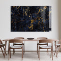 Artronauts Glass Print Golden & Navy Abstract