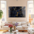 Artronauts Glass Print Golden & Navy Abstract