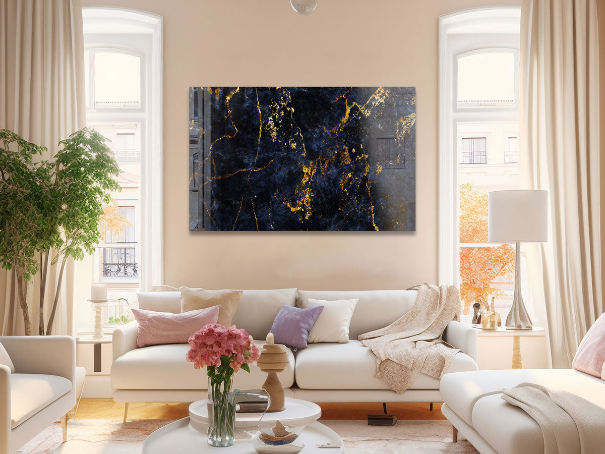 Golden & Navy Abstract