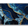 Artronauts Glass Print Golden Veined Blue Abstract