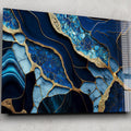 Artronauts Glass Print Golden Veined Blue Abstract
