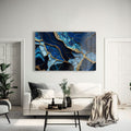 Artronauts Glass Print Golden Veined Blue Abstract