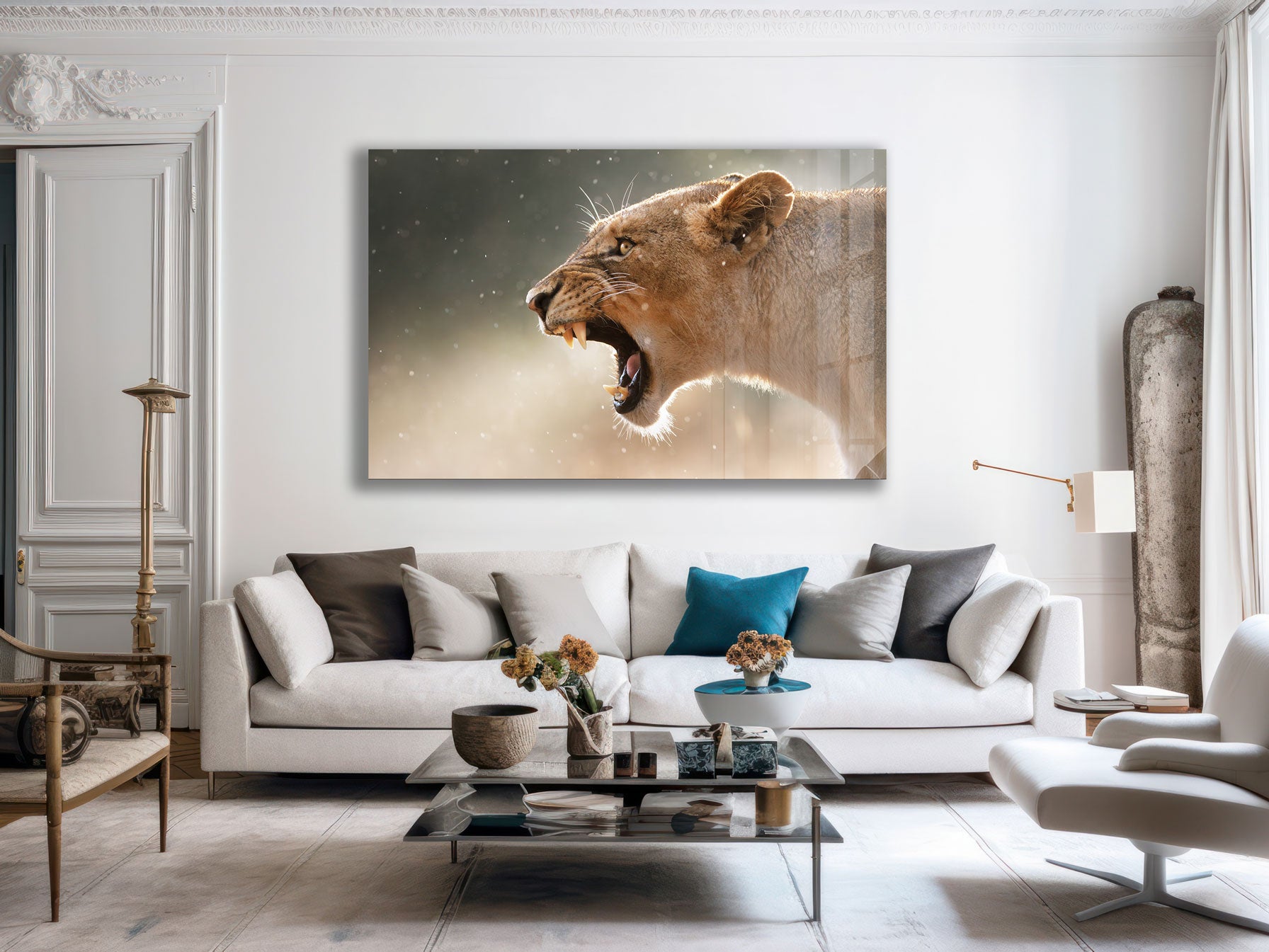 Lioness - Glass Wall Art