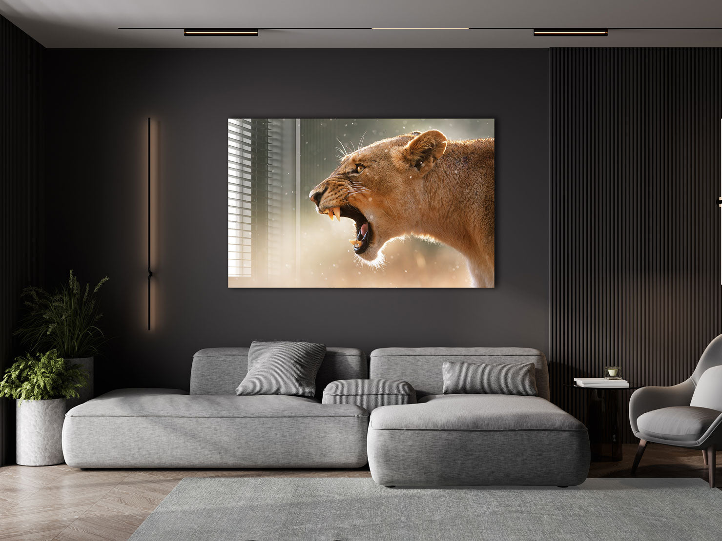 Lioness - Glass Wall Art