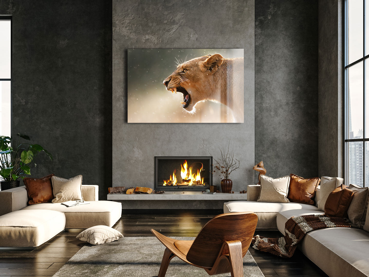 Lioness - Glass Wall Art