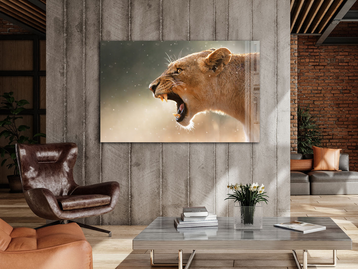 Lioness - Glass Wall Art