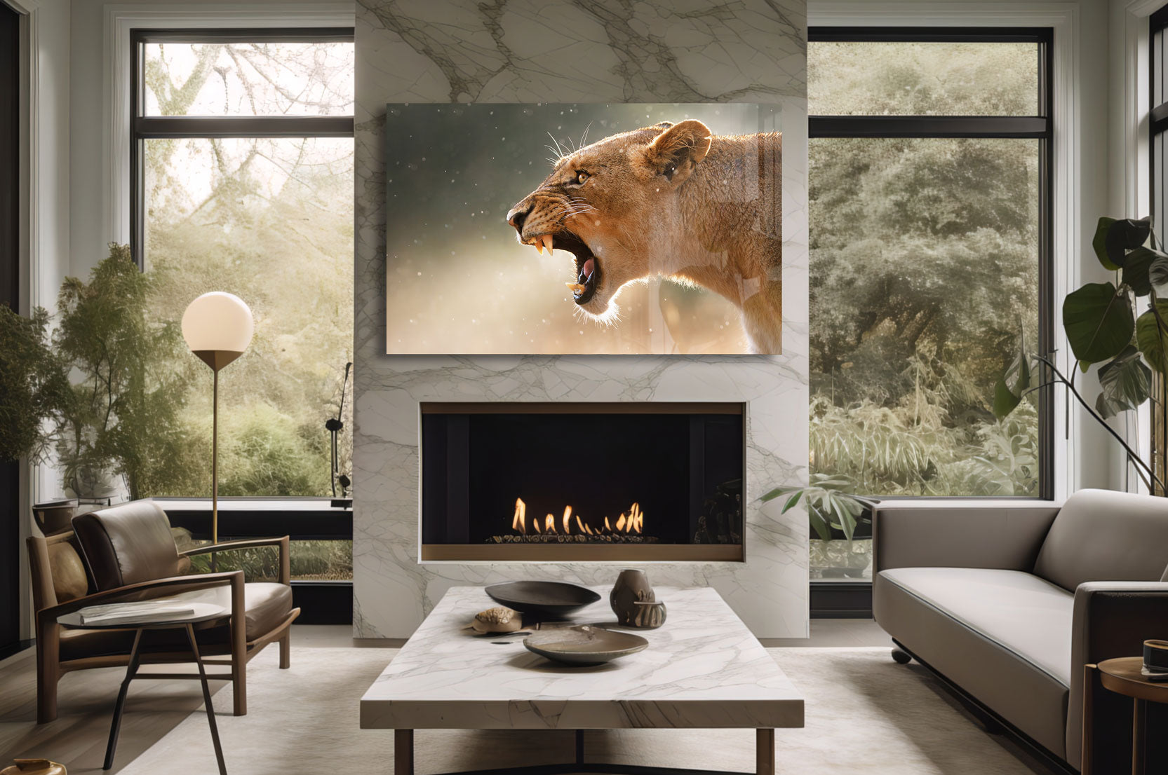 Lioness - Glass Wall Art