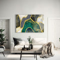 Artronauts Glass Print Green & Yellow Marble Design
