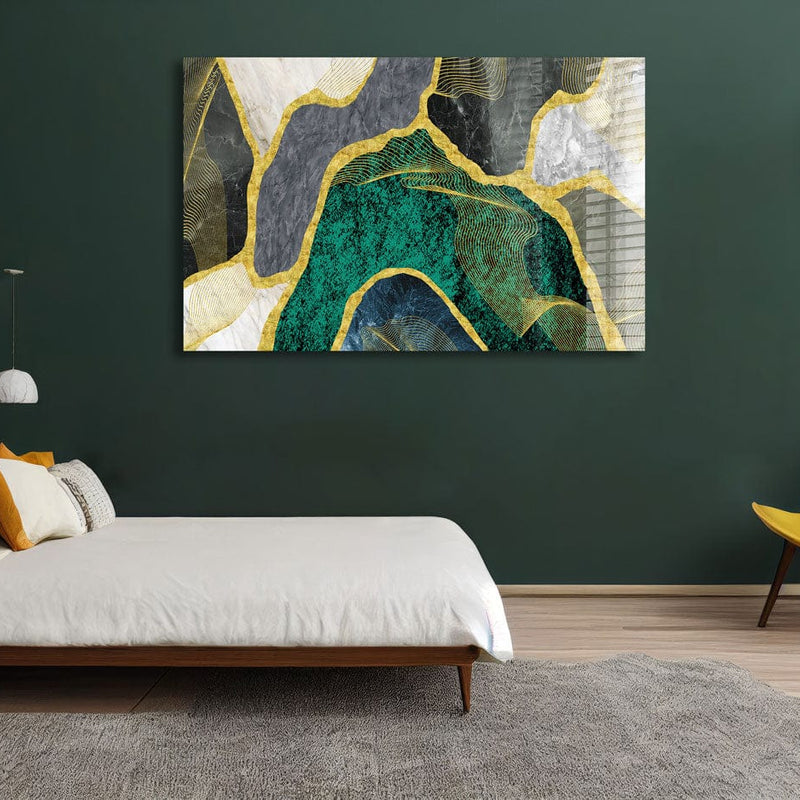 Artronauts Glass Print Green & Yellow Marble Design