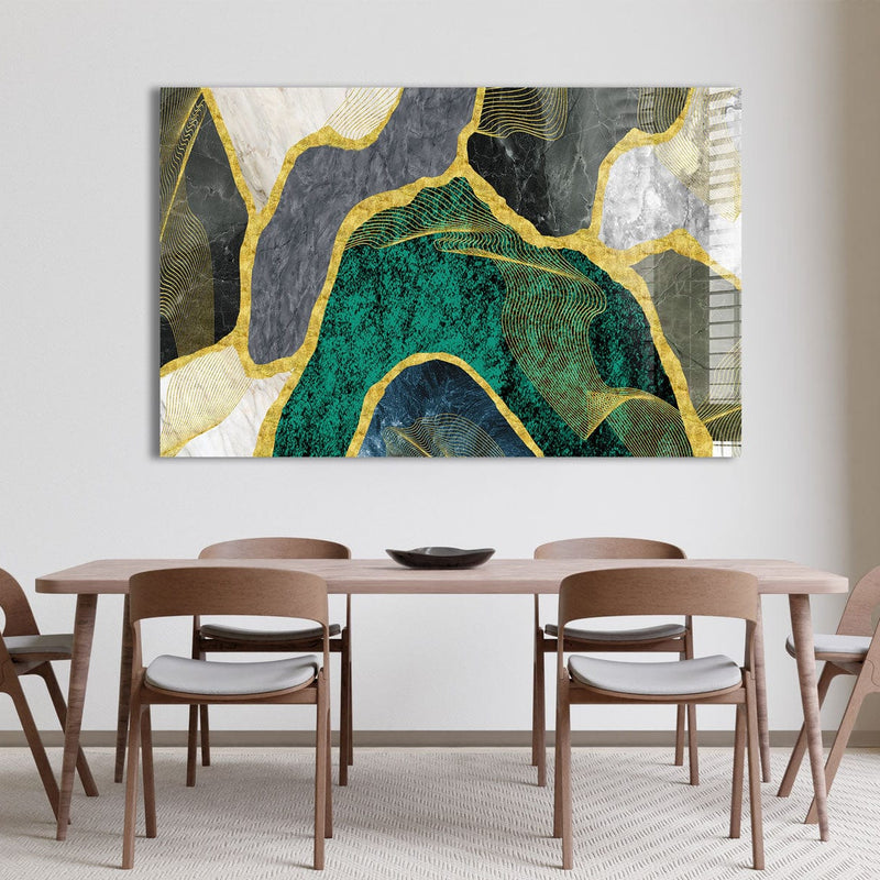 Artronauts Glass Print Green & Yellow Marble Design