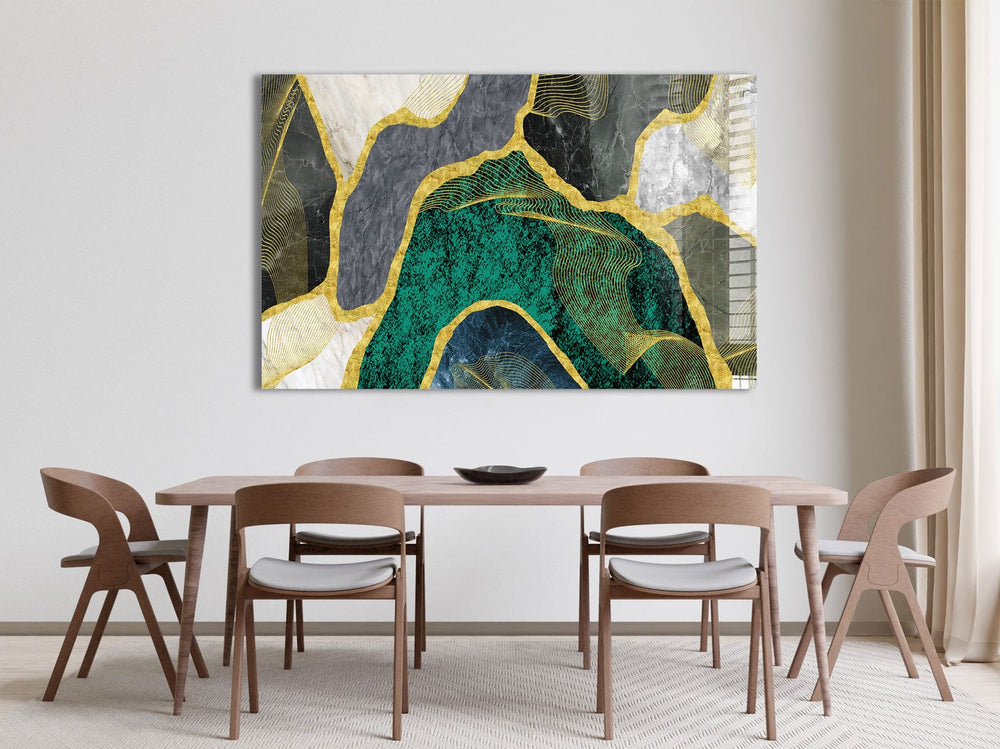 Artronauts Glass Print Green & Yellow Marble Design