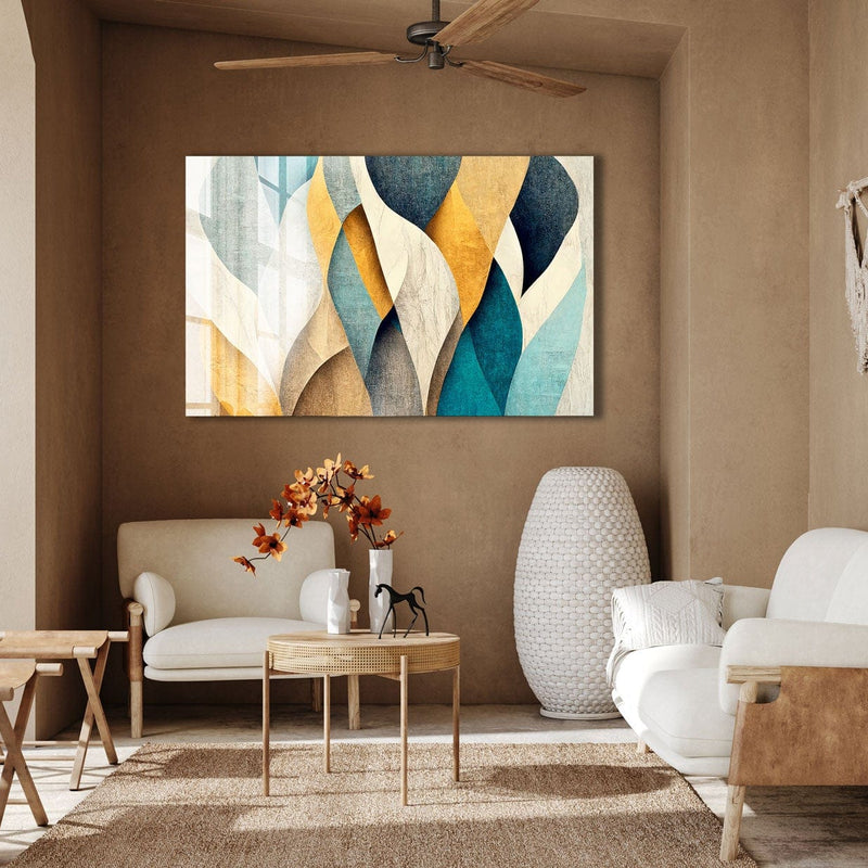 Artronauts Glass Print Blue & Yellow Abstract Patterns - Glass Wall Art