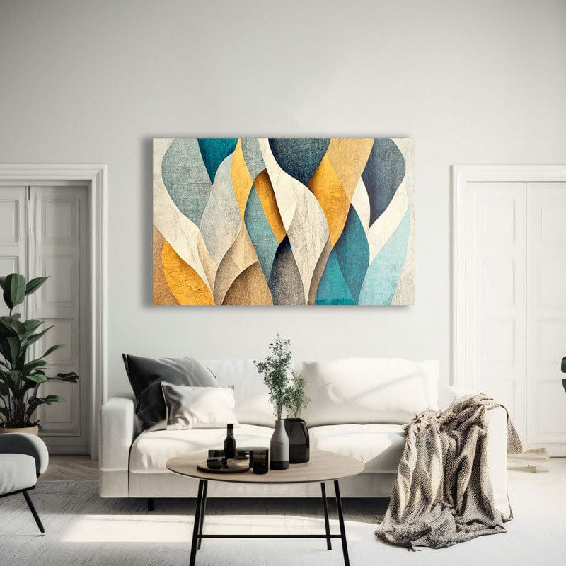 Artronauts Glass Print Blue & Yellow Abstract Patterns - Glass Wall Art