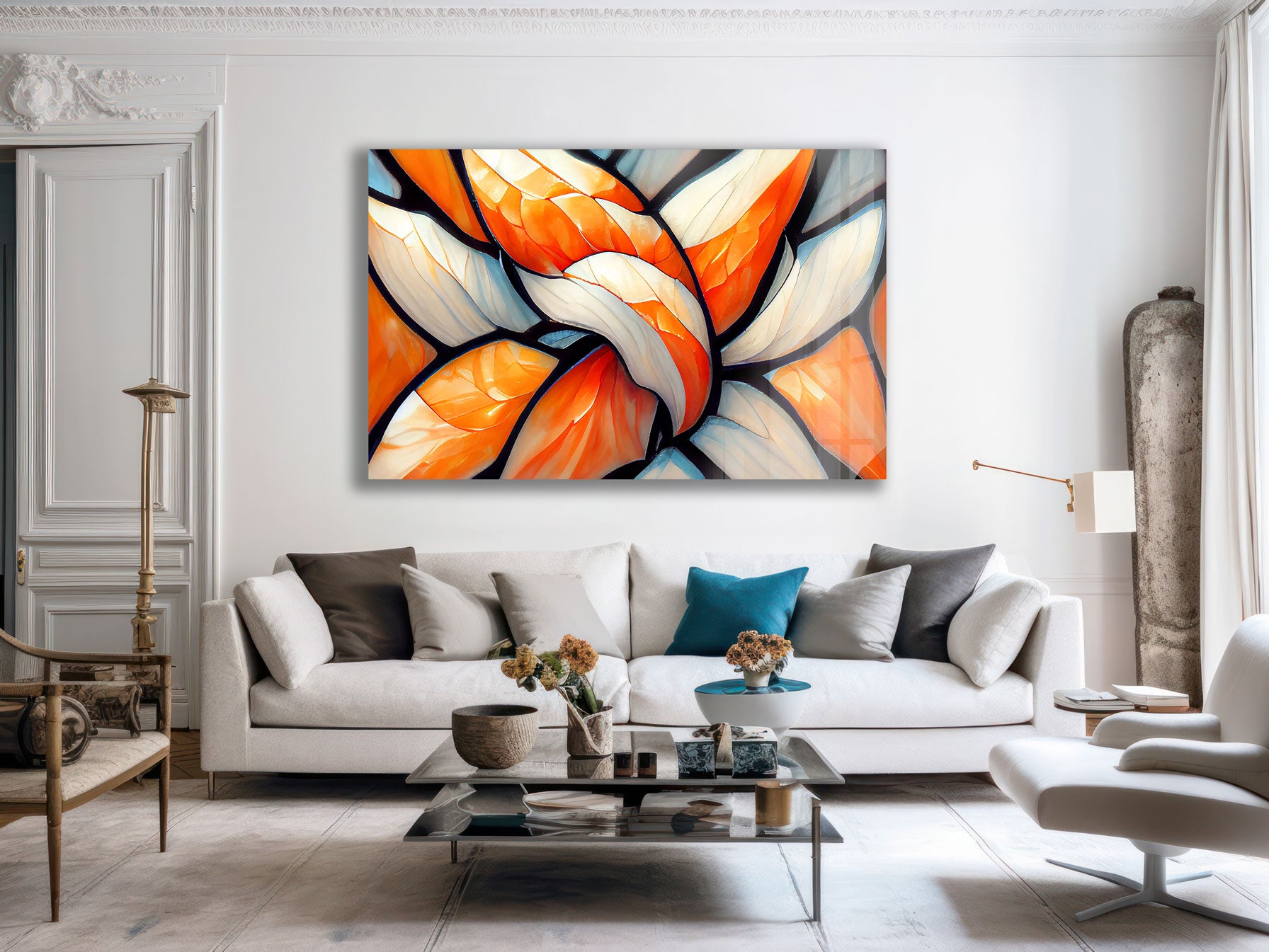 Orange & White Abstract