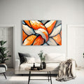 Artronauts Glass Print Orange & White Abstract