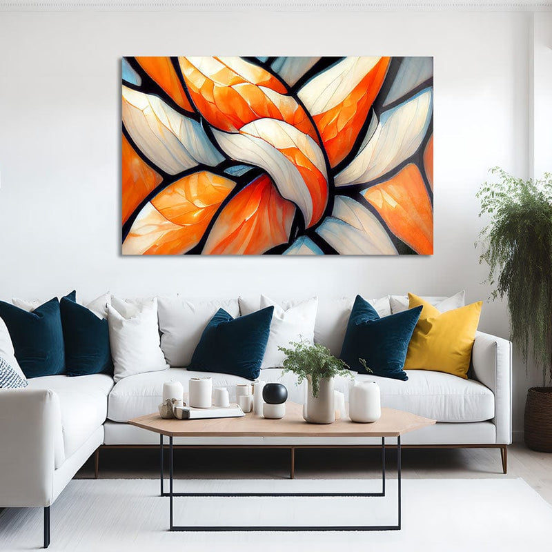 Artronauts Glass Print Orange & White Abstract