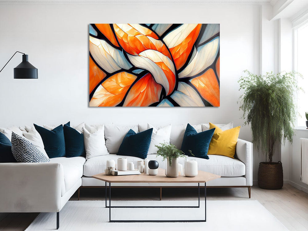 Artronauts Glass Print Orange & White Abstract