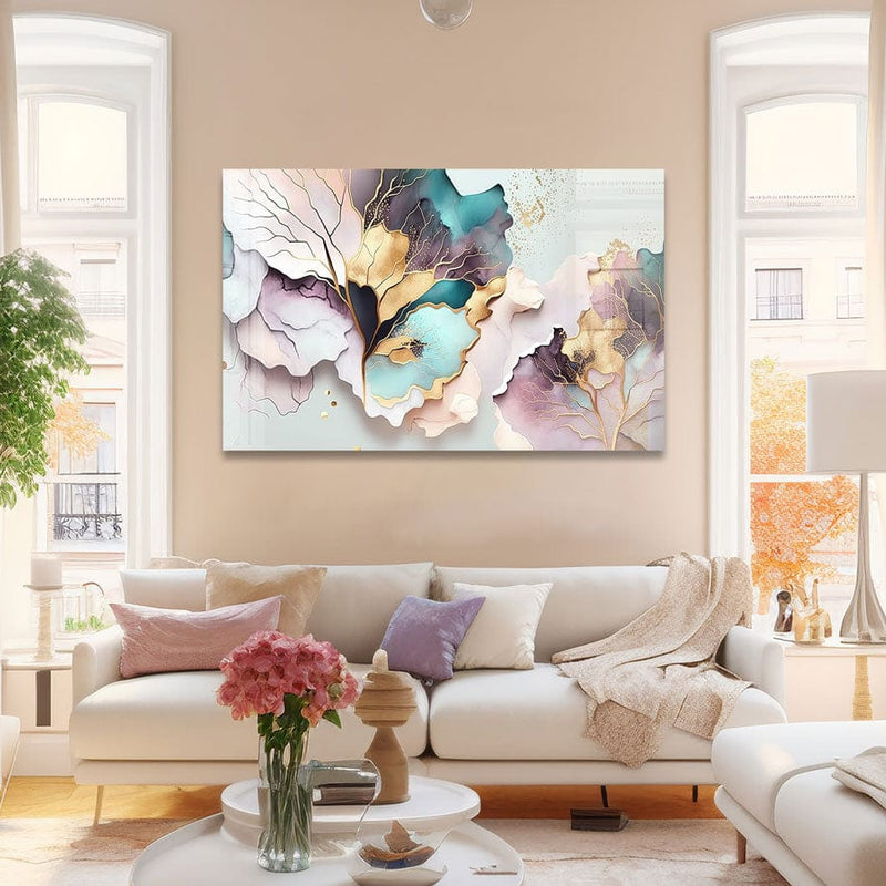 Artronauts Glass Print Pink Leaves Abstract
