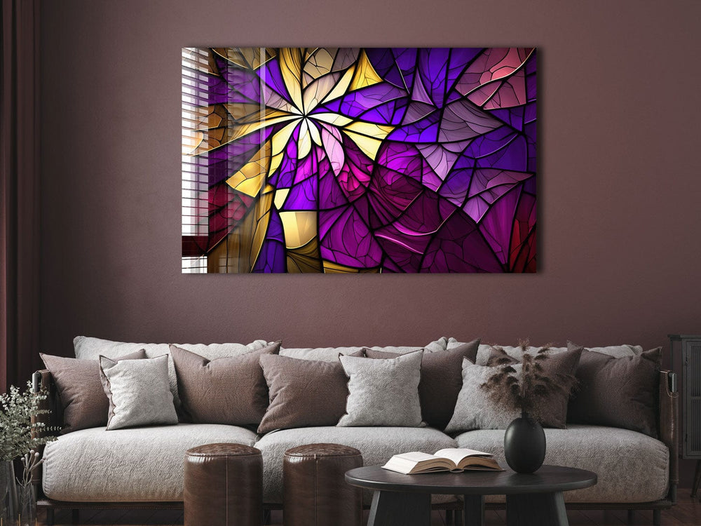 Artronauts Glass Print Purple & Yellow Abstract
