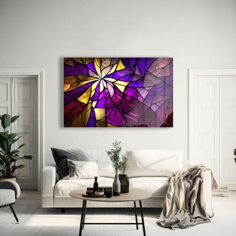 Artronauts Glass Print Purple & Yellow Abstract