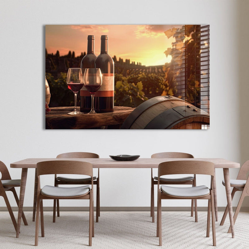 Artronauts Glass Print Red Wine & Sunset