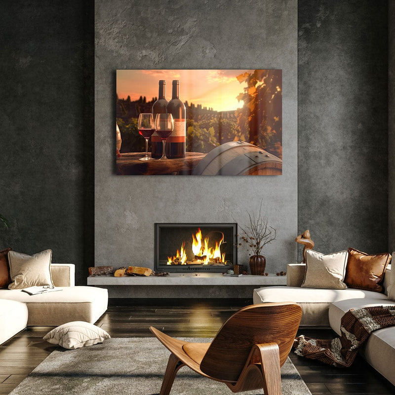 Artronauts Glass Print Red Wine & Sunset