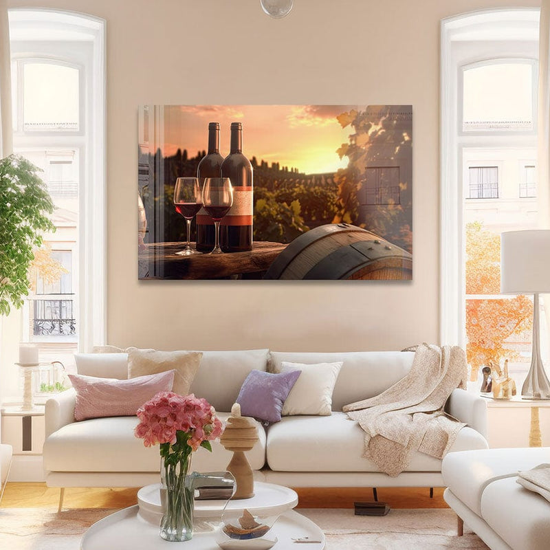 Artronauts Glass Print Red Wine & Sunset