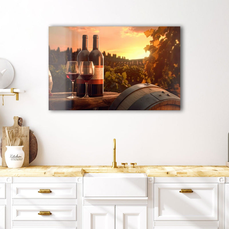 Artronauts Glass Print Red Wine & Sunset