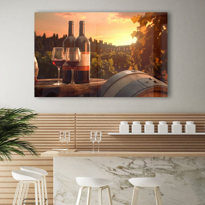 Artronauts Glass Print Red Wine & Sunset