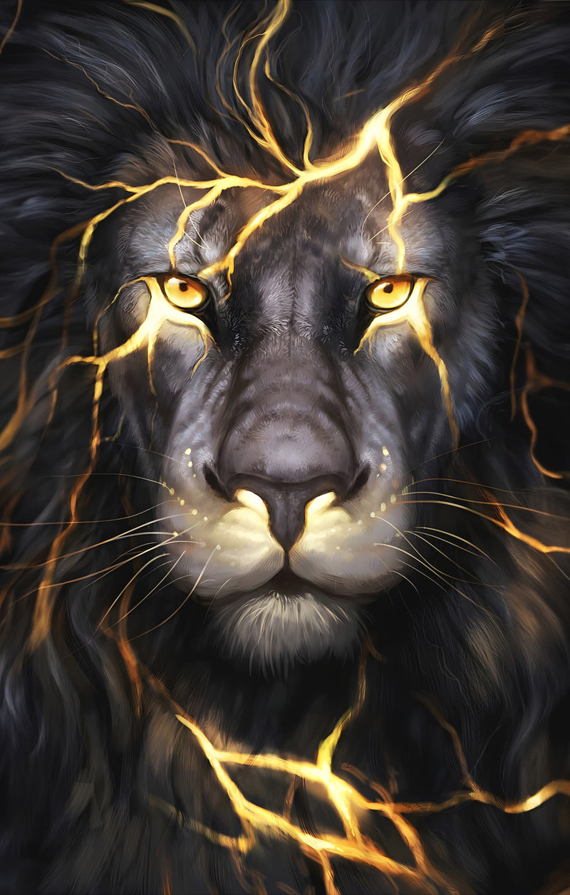 Lightning Lion - Tempered Glass Wall Art
