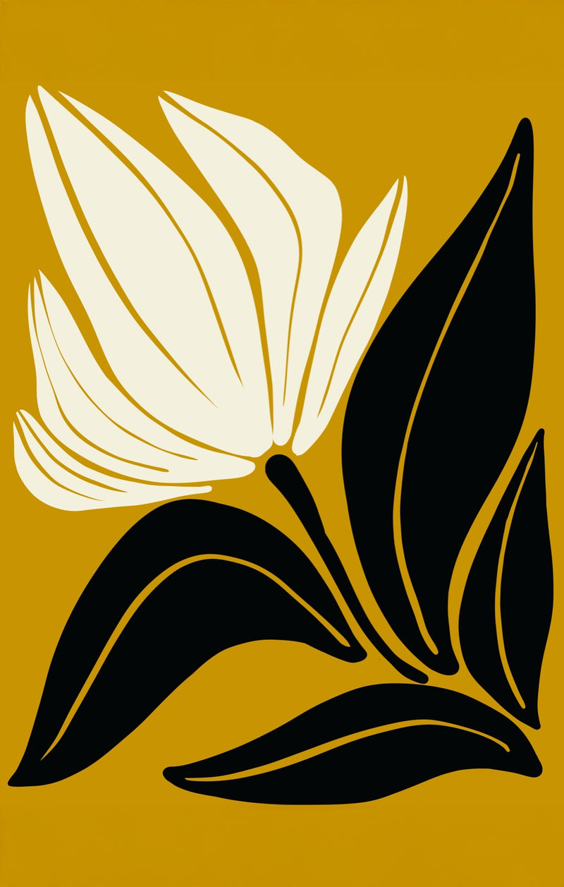 Golden Petal Silhouette– Bohemian Tempered Glass Wall Art